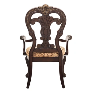 Homelegance Deryn Park Antique Fabric/Wood Dining Arm Chair, Cherry/Brown (Set of 2)