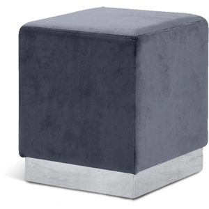 Meridian Furniture Jax Velvet Ottoman/Stool with Stainless Steel Base