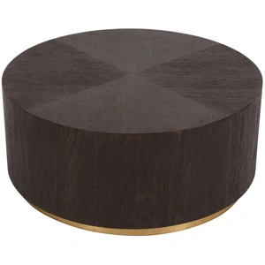 Meridian Furniture Nile 36-inch Round Wood Coffee Table with Brushed Gold Base, Oak