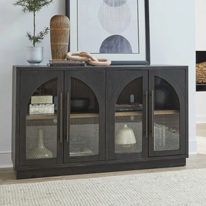 Liberty Furniture Archway Wood/Glass Accent Cabinet w/4 Doors, Charcoal