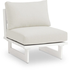 Meridian Furniture Maldives Outdoor Patio Waterproof Fabric Modular Accent Armless Chair with Aluminum Frame