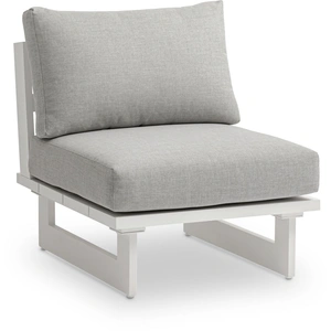 Meridian Furniture Maldives Outdoor Patio Waterproof Fabric Modular Accent Armless Chair with Aluminum Frame