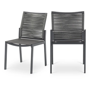 Meridian Furniture Maldives Outdoor Patio Mesh Waterproof Fabric Dining Side Chair with Dark Grey Aluminum Frame (Set of 2)