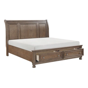 Homelegance Bethel Wood Veneer Storage Sleigh Bed, Antique Brown