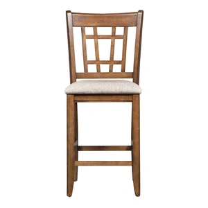 Liberty Furniture Santa Rosa 24-Inch Linen/Wood Lattice Back Counter Chair, Antique Honey