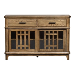 Liberty Furniture Santa Rosa Wood/Glass Sliding Server w/2 Drawers & 2 Doors, Antique Honey