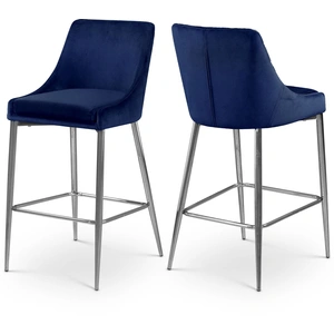 Meridian Furniture Karina Velvet Counter Stool with Polished Metal Frame (Set of 2)