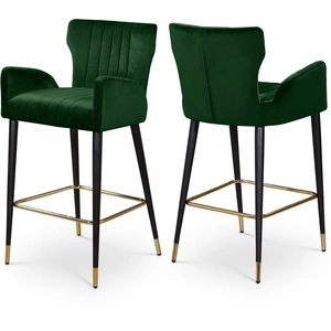 Meridian Furniture Luxe Velvet Counter Stool with Black Metal Legs & Gold Tips (Set of 2)
