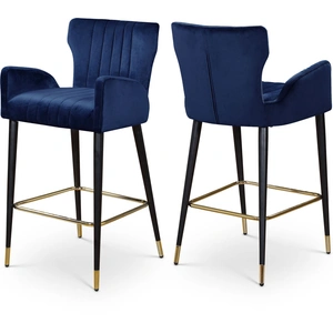 Meridian Furniture Luxe Velvet Counter Stool with Black Metal Legs & Gold Tips (Set of 2)