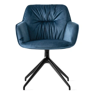 Calligaris Cocoon Fabric/Metal 360° Swivel Customizable Padded Plush Seat Dining Armchair (Set of 4)
