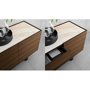Calligaris Horizon Ceramic/Wood/Metal Customizable Sideboard w/4 Doors & Drawer & Metal Base