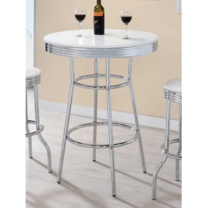 Coaster Theodore Wood Veneer Round Bar Table with Chrome Base