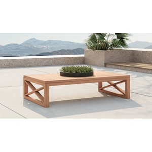 Meridian Furniture Anguilla 55.5-inch Rectangular Outdoor Patio Solid Teak Wood Coffee Table