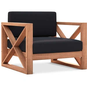Meridian Furniture Anguilla Outdoor Patio Waterproof Fabric Accent Chair with Solid Teak Wood Frame