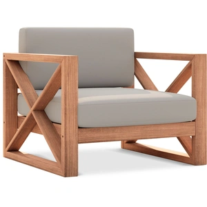 Meridian Furniture Anguilla Outdoor Patio Waterproof Fabric Accent Chair with Solid Teak Wood Frame