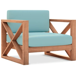 Meridian Furniture Anguilla Outdoor Patio Waterproof Fabric Accent Chair with Solid Teak Wood Frame