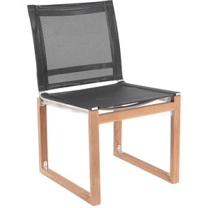 Meridian Furniture Tulum Outdoor Patio Mesh Waterproof Fabric Dining Side Chair with Natural Teak Base