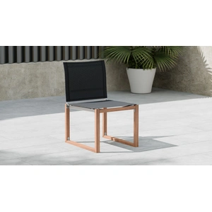Meridian Furniture Tulum Outdoor Patio Mesh Waterproof Fabric Dining Side Chair with Natural Teak Base