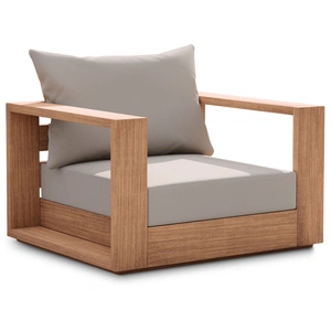 Meridian Furniture Tulum Outdoor Patio Waterproof Fabric Accent Chair with Solid Teak Wood Frame