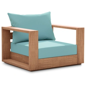 Meridian Furniture Tulum Outdoor Patio Waterproof Fabric Accent Chair with Solid Teak Wood Frame