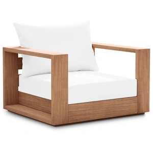 Meridian Furniture Tulum Outdoor Patio Waterproof Fabric Accent Chair with Solid Teak Wood Frame