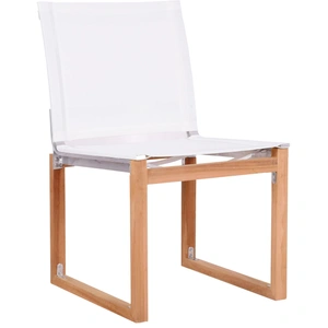 Meridian Furniture Tulum Outdoor Patio Mesh Waterproof Fabric Dining Side Chair with Natural Teak Base