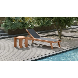 Meridian Furniture Tulum Outdoor Patio Mesh Waterproof Fabric Chaise Lounge Chair with Solid Teak Wood Frame