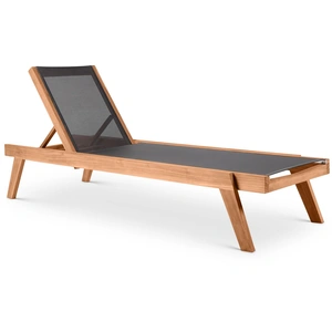 Meridian Furniture Tulum Outdoor Patio Mesh Waterproof Fabric Chaise Lounge Chair with Solid Teak Wood Frame