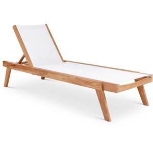 Meridian Furniture Tulum Outdoor Patio Mesh Waterproof Fabric Chaise Lounge Chair with Solid Teak Wood Frame