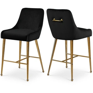 Meridian Furniture Owen Velvet Counter Stool with Polished Gold Legs (Set of 2)