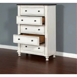 Sunny Designs SM Carriage House Wood Chest w/5 Drawers, White