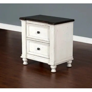 Sunny Designs SM Carriage House Wood Nightstand w/2 Drawers, White