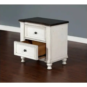 Sunny Designs SM Carriage House Wood Nightstand w/2 Drawers, White