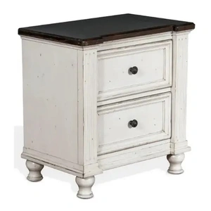 Sunny Designs SM Carriage House Wood Nightstand w/2 Drawers, White