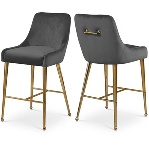 Meridian Furniture Owen Velvet Counter Stool with Polished Gold Legs (Set of 2)