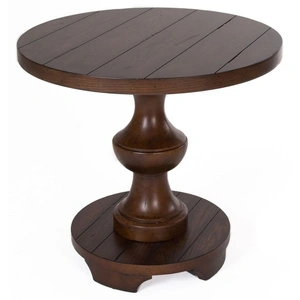 Liberty Furniture Sedona Round Wood End Table, Kona Brown