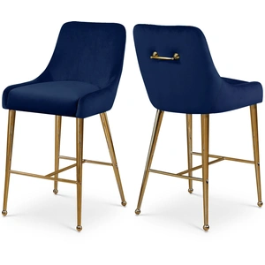 Meridian Furniture Owen Velvet Counter Stool with Polished Gold Legs (Set of 2)