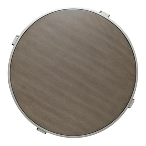 Liberty Furniture Sutton Round Wood Cocktail Table w/Metal Trim, Bleached Sand