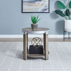 Liberty Furniture Sutton Round Coffee Table Set | Bleached Sand & Metal, Bleached Sand