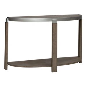 Liberty Furniture Sutton Curved Wood Sofa Table w/Metal Trim, Bleached Sand