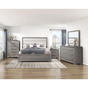 Homelegance Owen Fabric/Wood Panel Bedroom Set, Gray
