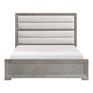 Homelegance Owen Fabric/Wood Panel Bed, Gray