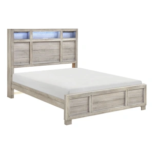 Homelegance Everett Melamine/Wood Storage Panel Bed with LED Lighting, Gray