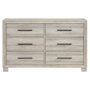 Homelegance Everett Melamine/Wood 6-Drawer Double Dresser, Gray