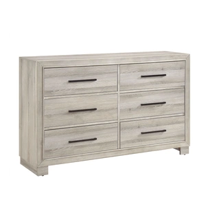 Homelegance Everett Melamine/Wood 6-Drawer Double Dresser, Gray
