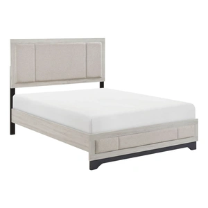 Homelegance Westport Polyester/PU Paper/Wood Platform Bed, Beige/White Oak/Gray