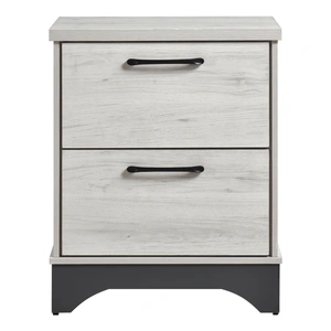 Homelegance Westport PU Paper/Wood 2-Drawer Night Stand in White Oak/Gray
