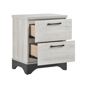 Homelegance Westport PU Paper/Wood 2-Drawer Night Stand in White Oak/Gray