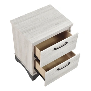 Homelegance Westport PU Paper/Wood 2-Drawer Night Stand in White Oak/Gray