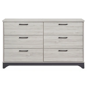 Homelegance Westport PU Paper/Wood 6-Drawer Double Dresser, White Oak/Gray